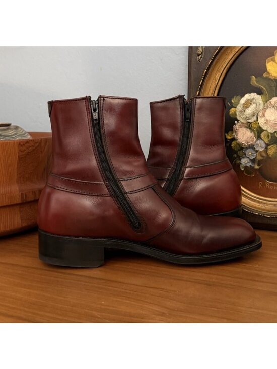 Vtg Breather Wright Arch Preserver 468 Leather Ankle Boot Men Sz 6.5 D Burgundy main image 7